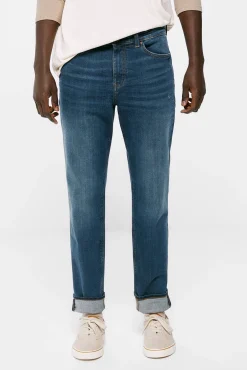 * Jeans Slim Ligero Lavado Medio Oscuro Turquesa Sale