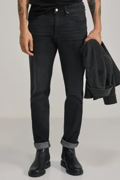 * Jeans Slim Ligero Negro Lavado Gris Oscuro Online