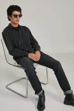 * Jeans Slim Ligero Negro Lavado Gris Oscuro Online