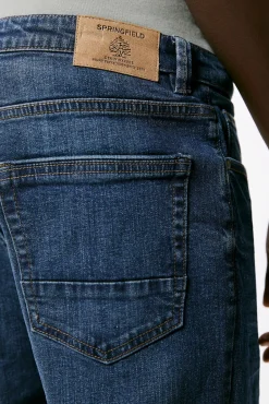 * Jeans Slim Ligeros Lavado Oscuro Azul Oscuro Hot