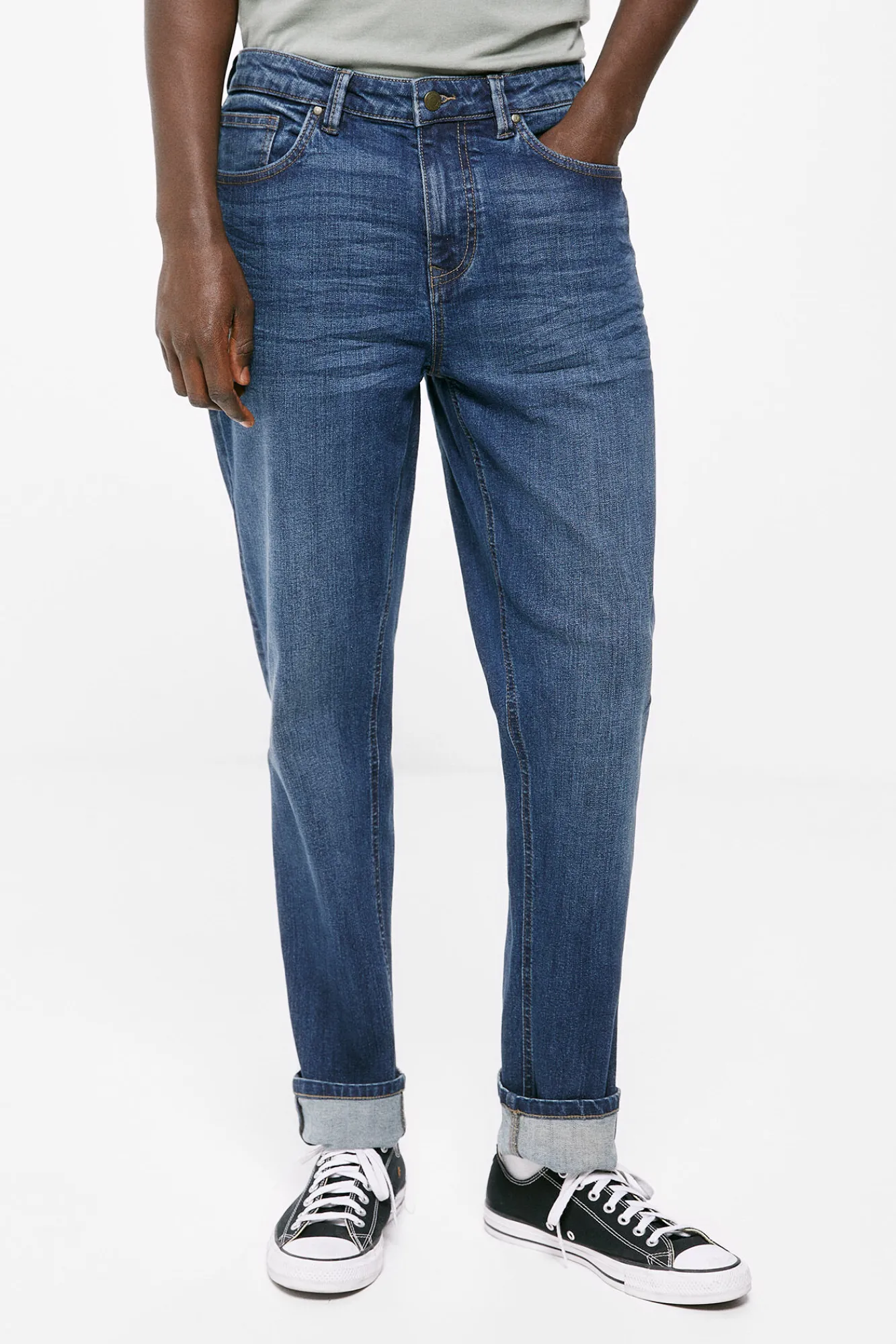 * Jeans Slim Ligeros Lavado Oscuro Azul Oscuro Hot