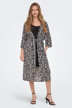 JDY Kimono Largo Estampado Gris Oscuro Discount