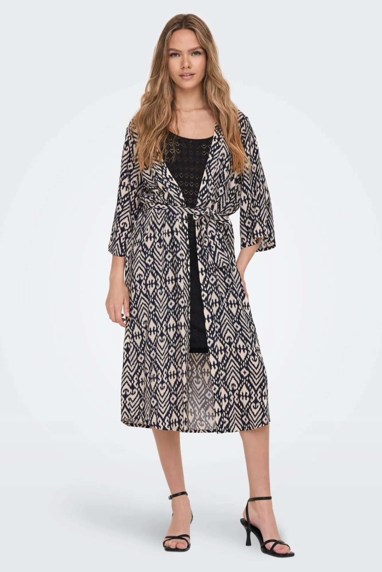 JDY Kimono Largo Estampado Gris Oscuro Discount