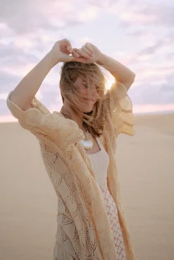 Slowlove Kimono Punto Calado Marron Online