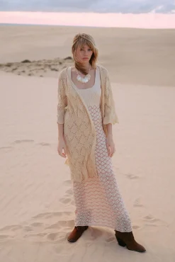 Slowlove Kimono Punto Calado Marron Online
