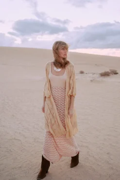 Slowlove Kimono Punto Calado Marron Online
