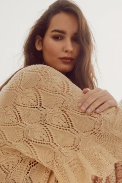 Slowlove Kimono Punto Calado Marron Online