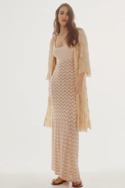 Slowlove Kimono Punto Calado Marron Online