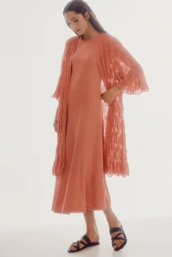 Slowlove Kimono Punto Calado Naranja New