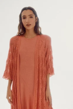 Slowlove Kimono Punto Calado Naranja New