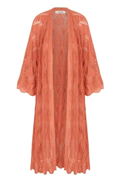 Slowlove Kimono Punto Calado Naranja New