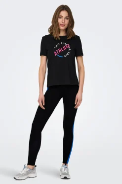 Only Play Legging Algodon Tiras Laterales Negro