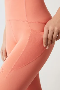Dash and Stars Leggings Crop Coral 4D Stretch Rojo New