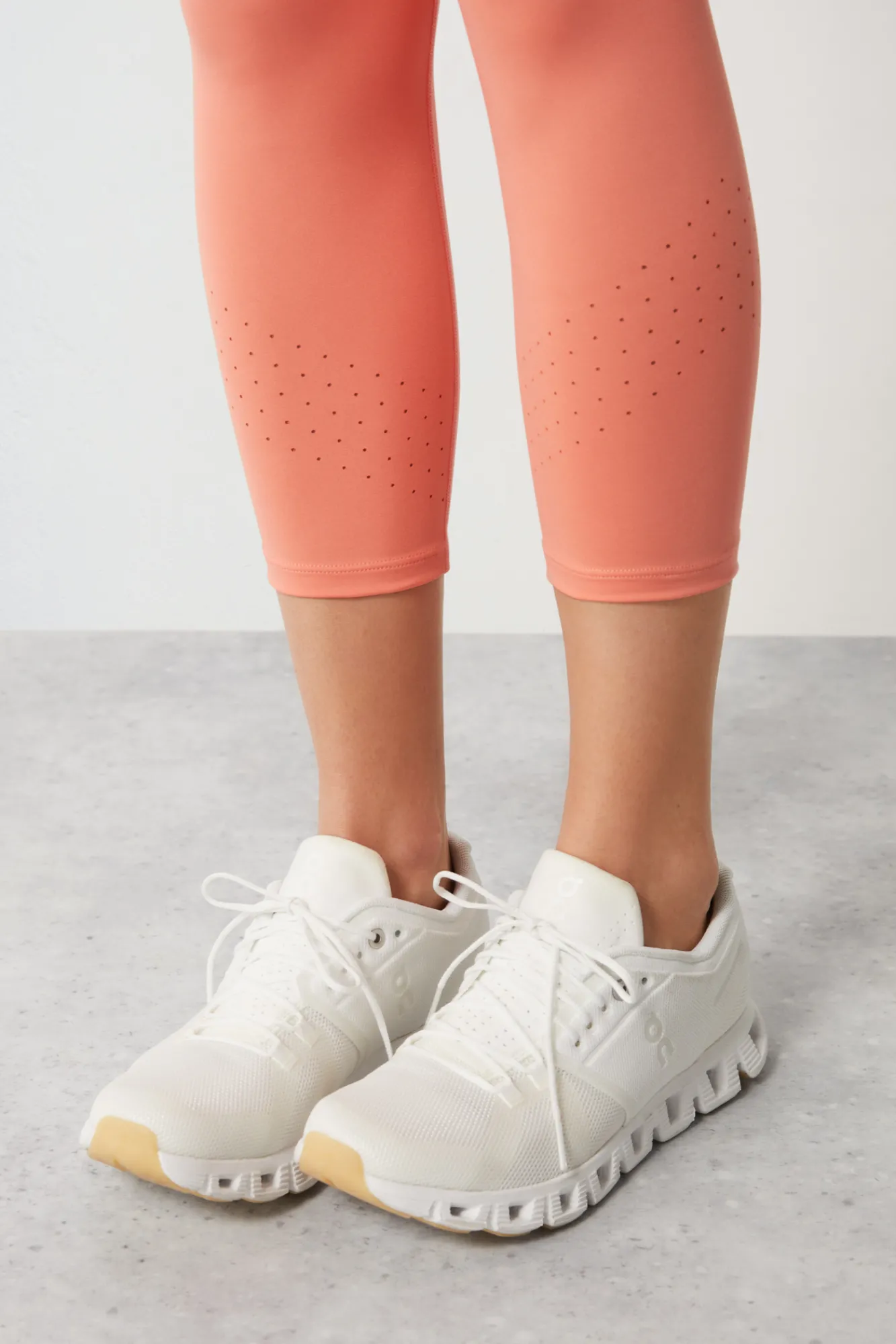 Dash and Stars Leggings Crop Coral 4D Stretch Rojo New