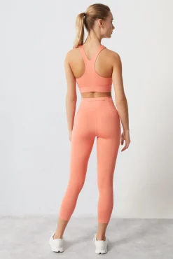 Dash and Stars Leggings Crop Coral 4D Stretch Rojo New