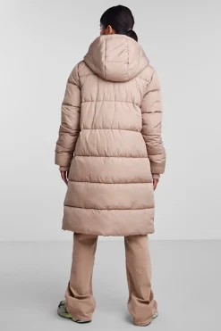 Pieces Long Padded Coat Marron