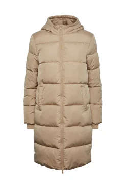 Pieces Long Padded Coat Marron