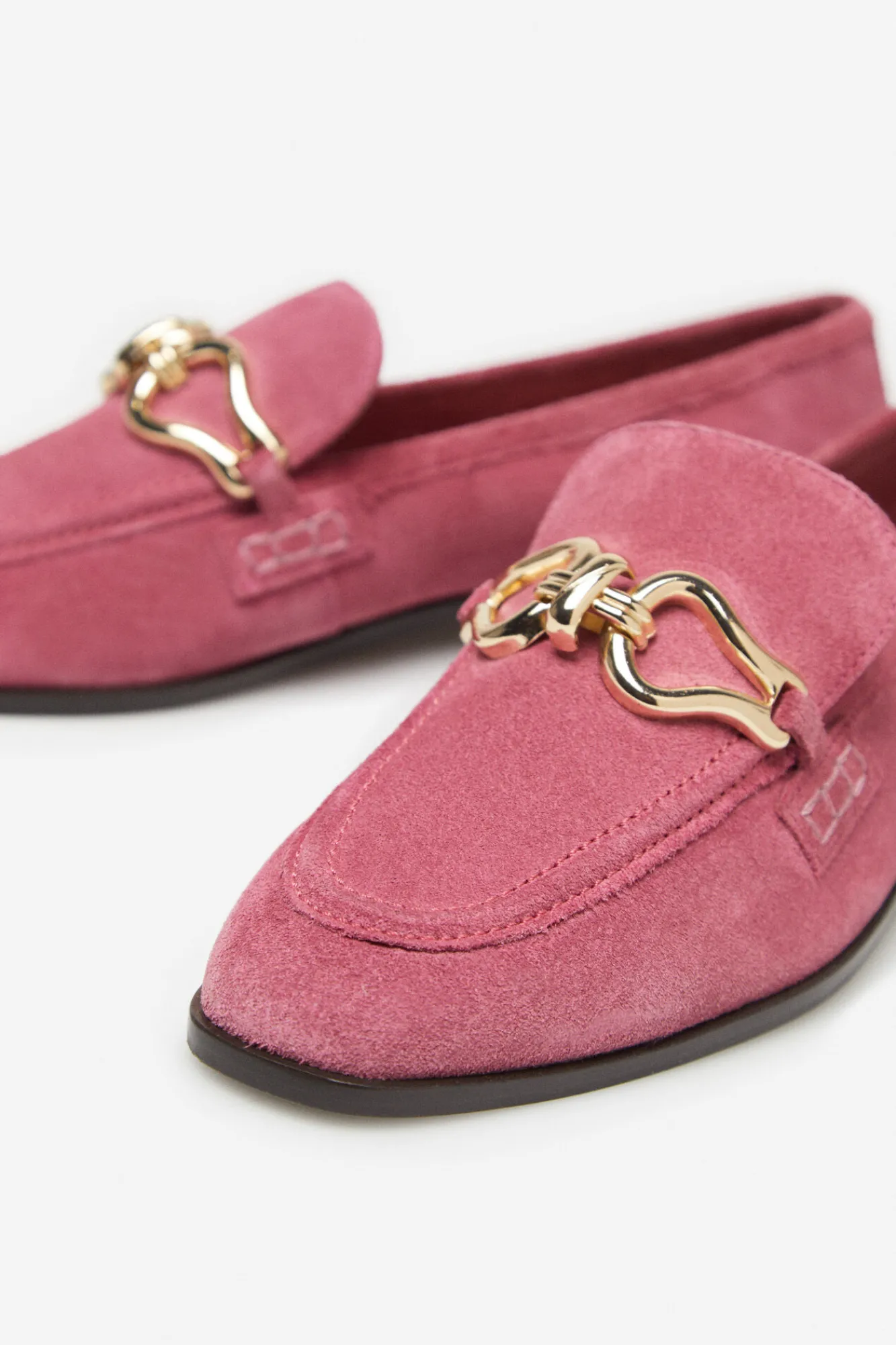 Cortefiel Mocasin Piel Con Hebilla Fucsia Outlet