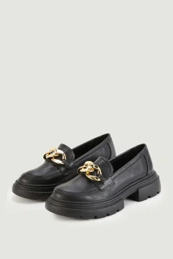 Pimkie Mocasines Polipiel Chunky Con Hebillas Doradas Negro Online