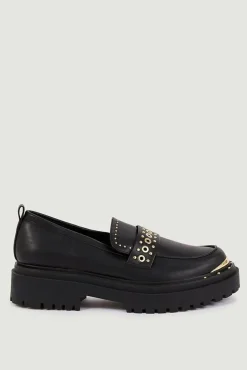 Pimkie Mocasines Polipiel Con Tachuelas Negro Hot