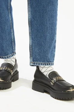 Pimkie Mocasines Polipiel Con Tachuelas Negro Hot