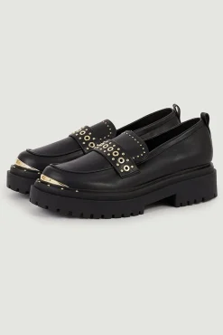 Pimkie Mocasines Polipiel Con Tachuelas Negro Hot