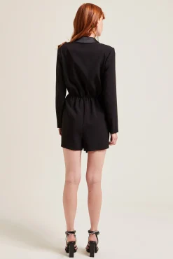 Pimkie Mono Corto Blazer Con Cuello Saten Negro Online