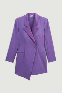 Pimkie Mono Corto Blazer Con Cuello Saten Morado Sale