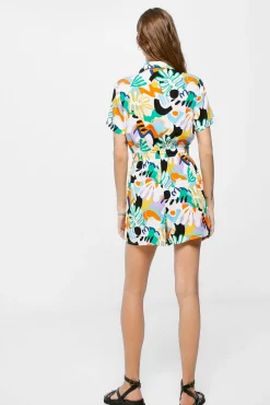 * Mono Corto Camisero Estampado Amarillo Outlet