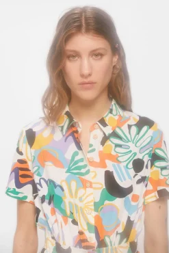 * Mono Corto Camisero Estampado Amarillo Outlet