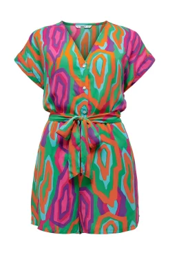 Only Mono Corto Estampado Verde Outlet