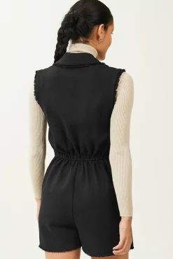 Pimkie Mono Corto Sin Mangas De Tweed Negro