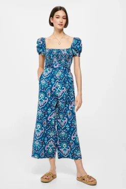 * Mono Estampado Lino Algodon Navy Outlet