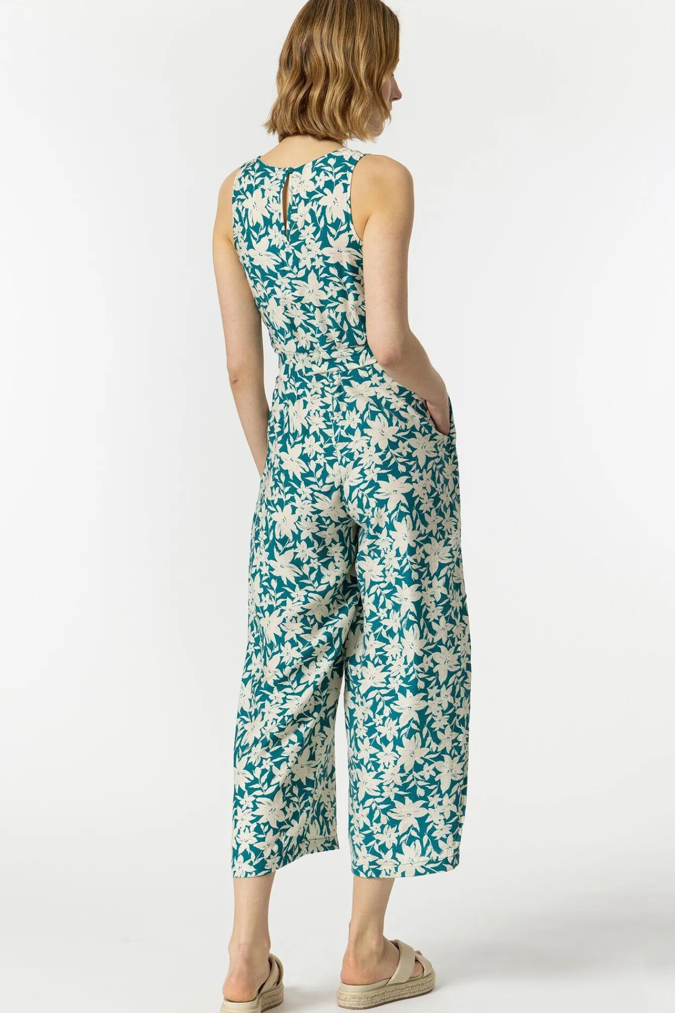 Tiffosi Mono Fluido Estampado Con Cinturon Verde Discount
