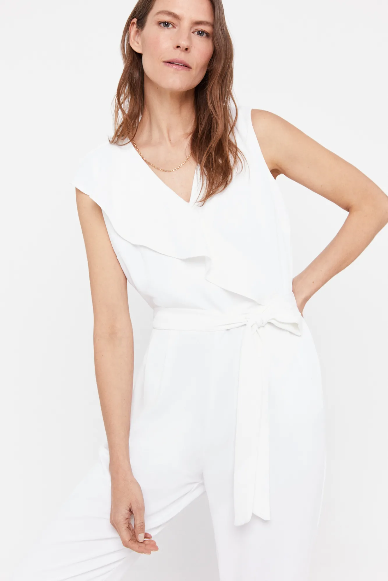 Cortefiel Mono Largo Volante Blanco Outlet