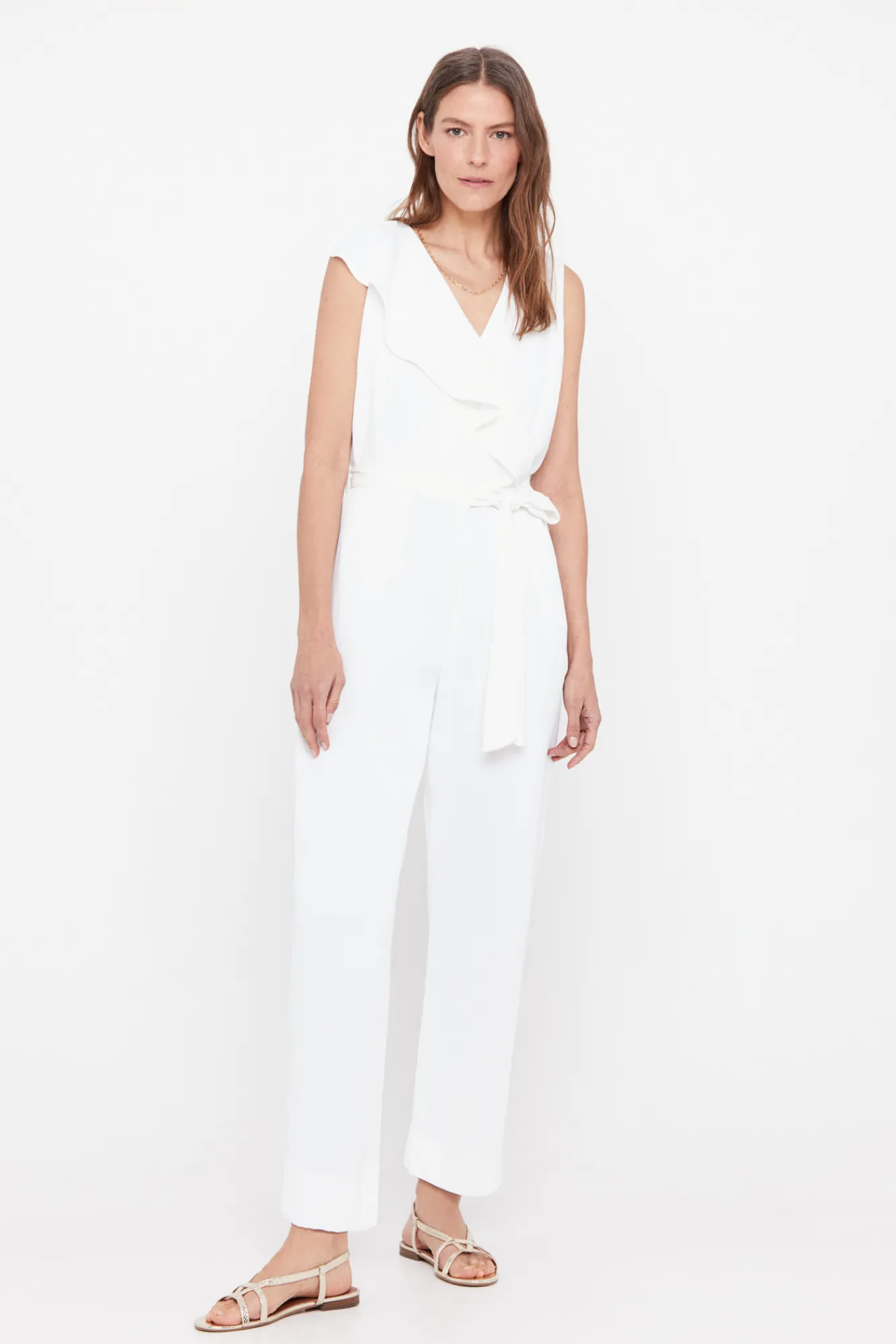 Cortefiel Mono Largo Volante Blanco Outlet