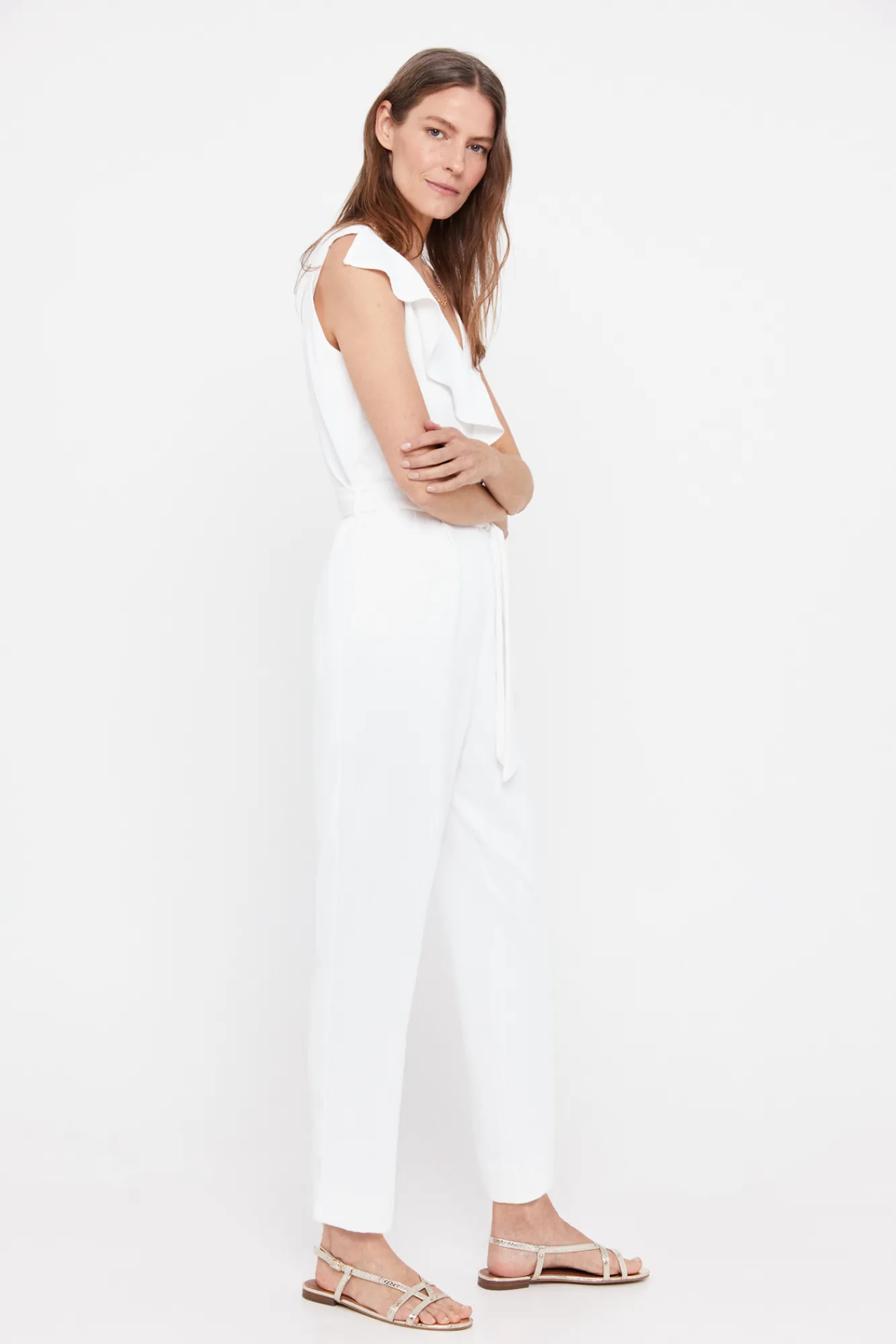 Cortefiel Mono Largo Volante Blanco Outlet