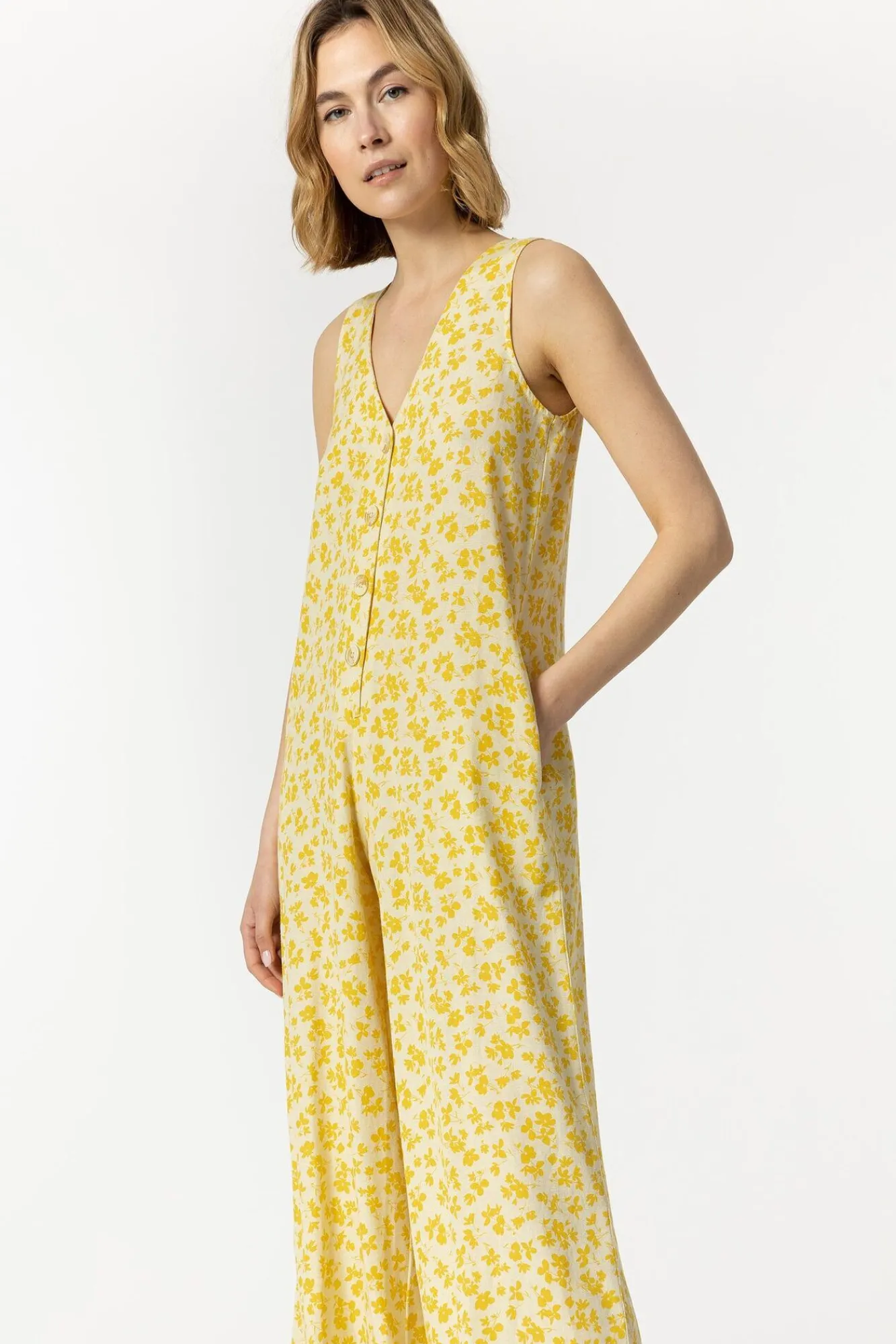 Tiffosi Mono Lino Estampado Amarillo Online