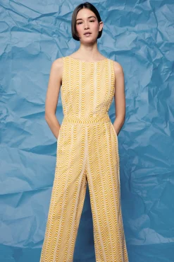 * Mono Nudo Espalda Lino Algodon Estampado Amarillo Discount