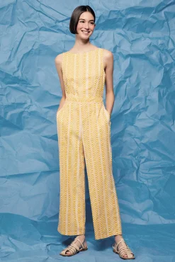 * Mono Nudo Espalda Lino Algodon Estampado Amarillo Discount