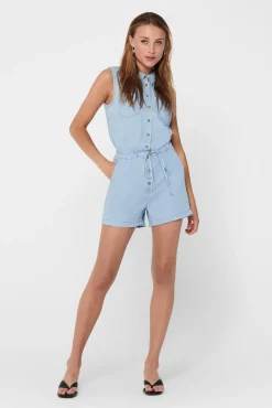 Only Mono Tencel Corto Azul Claro Online