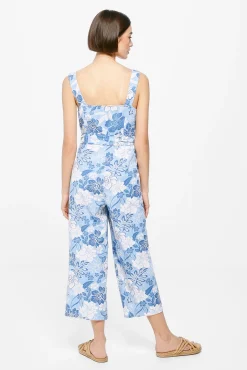 * Mono Tirantes Estampado Lino Algodon Azul Claro Clearance