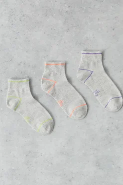 Dash and Stars Pack 3 Calcetines Cortos Tecnicos Algodon Blanco Gris Best