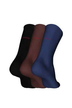 HUGO Pack 3 Calcetines Lisos Multicolor Hot