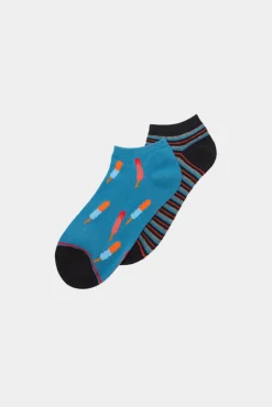 * Pack 2 Calcetines Tobilleros Polos Y Rayas Azul Discount