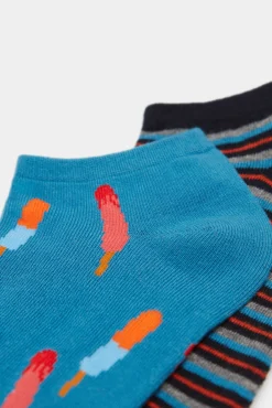 * Pack 2 Calcetines Tobilleros Polos Y Rayas Azul Discount