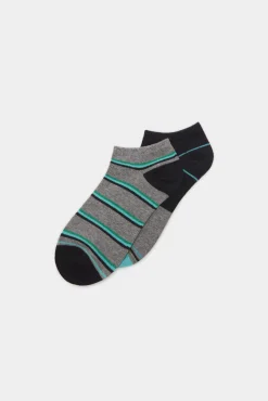 * Pack 2 Calcetines Tobilleros Rayas Gris Medio Clearance