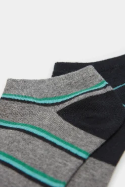 * Pack 2 Calcetines Tobilleros Rayas Gris Medio Clearance