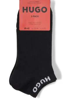 HUGO Pack 3 Calcetines Tobilleros Negro New
