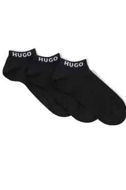 HUGO Pack 3 Calcetines Tobilleros Negro New